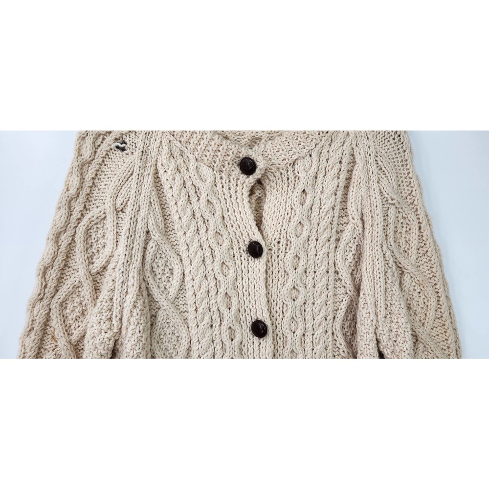 Vintage Cream Wool Sweater Heavy Chunky Knitt Flawed Size‎ Large - Picture 4 of 15